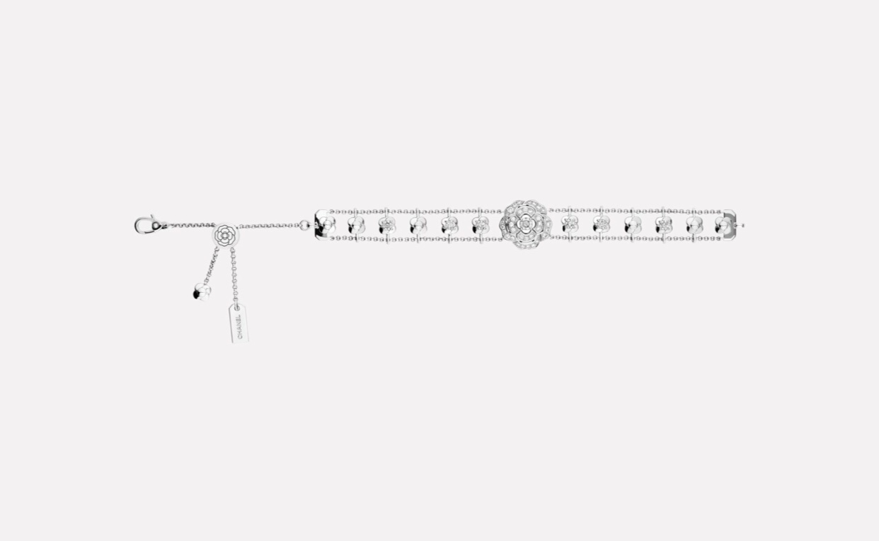 Bouton de Camélia Diamond Bracelet - 18K White Gold Luxury Jewelry