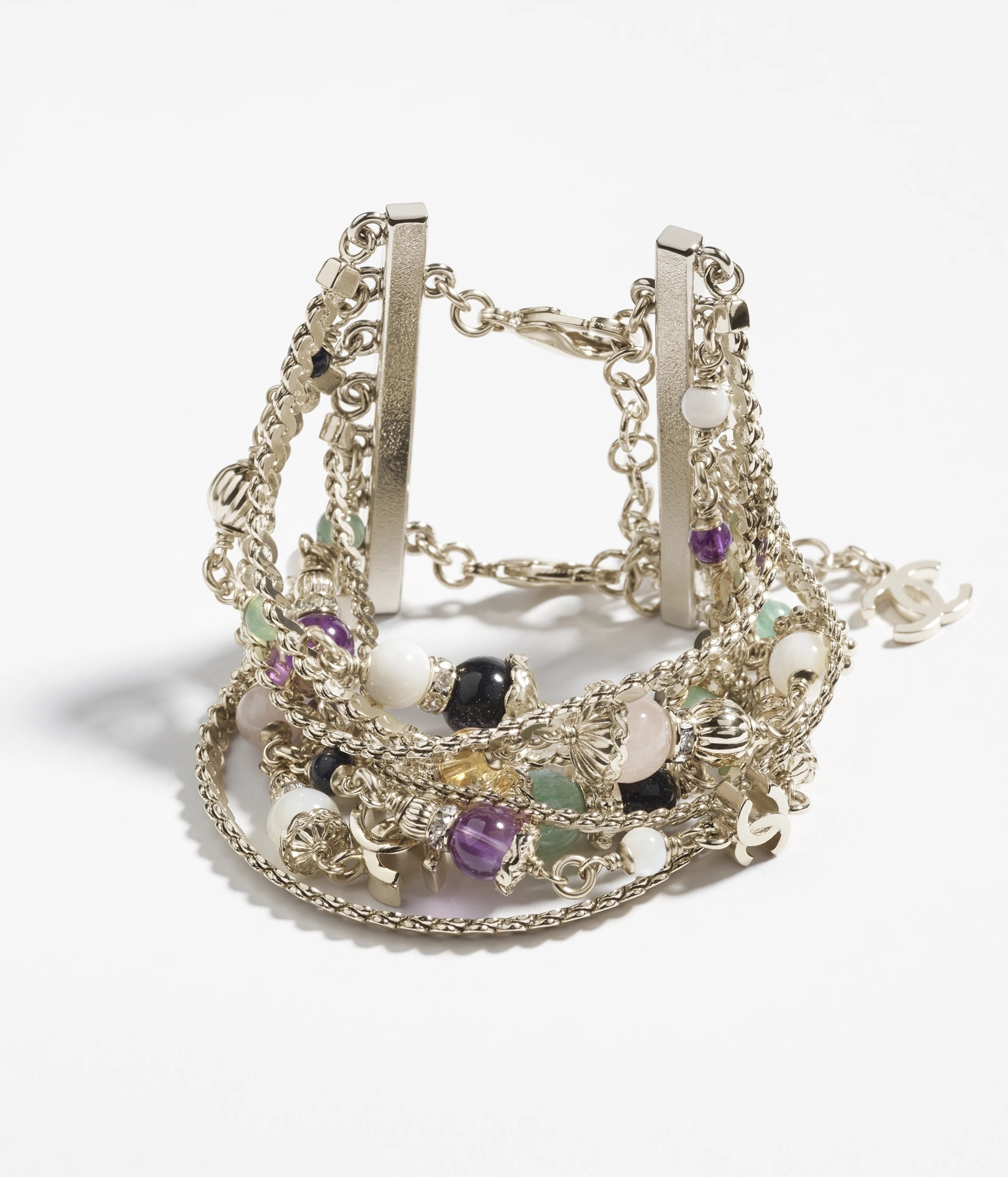 Chanel 2024/25 Métiers d'Art Multi-Strand Gemstone & Pearl Bracelet