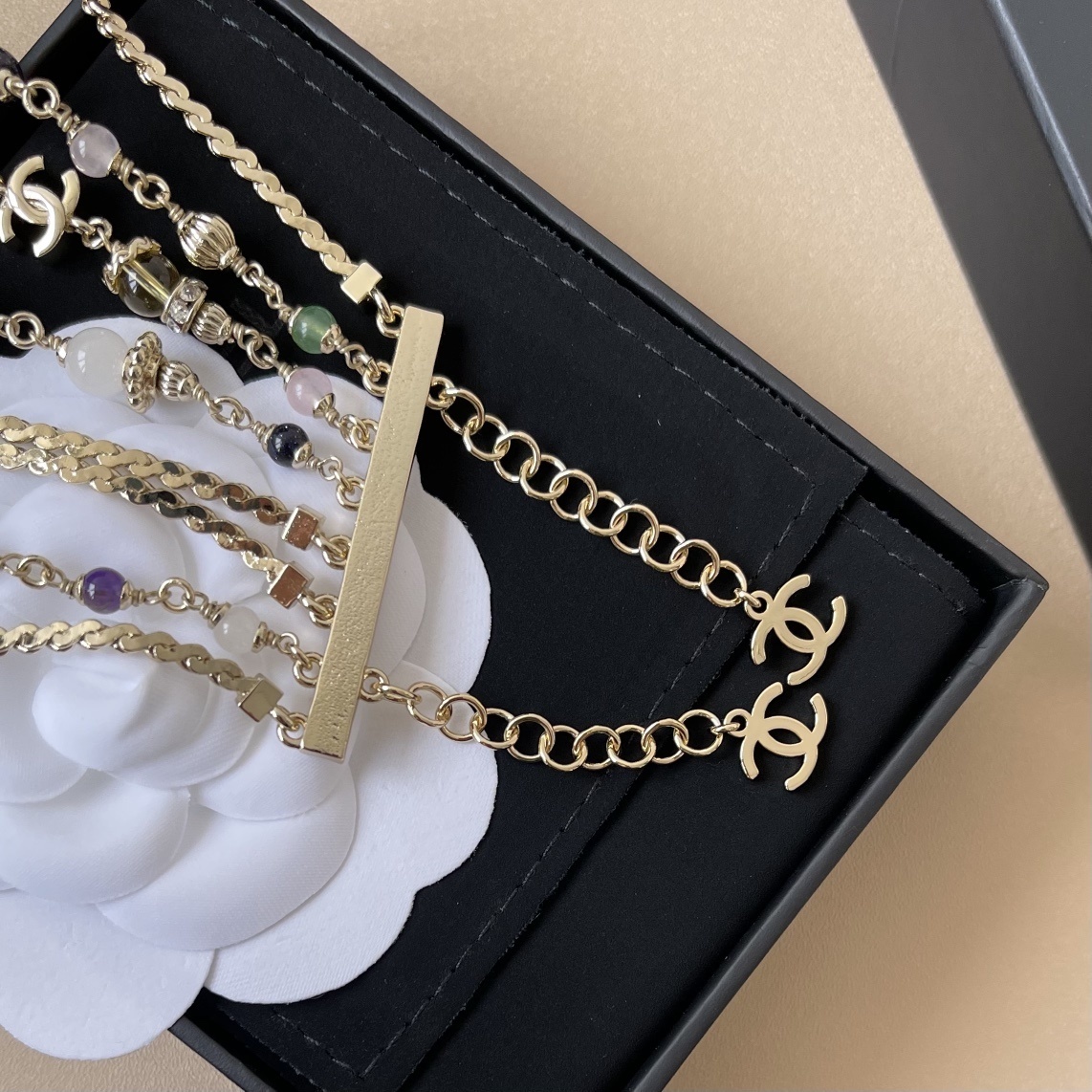 Chanel 2024/25 Métiers d'Art Multi-Strand Gemstone & Pearl Bracelet