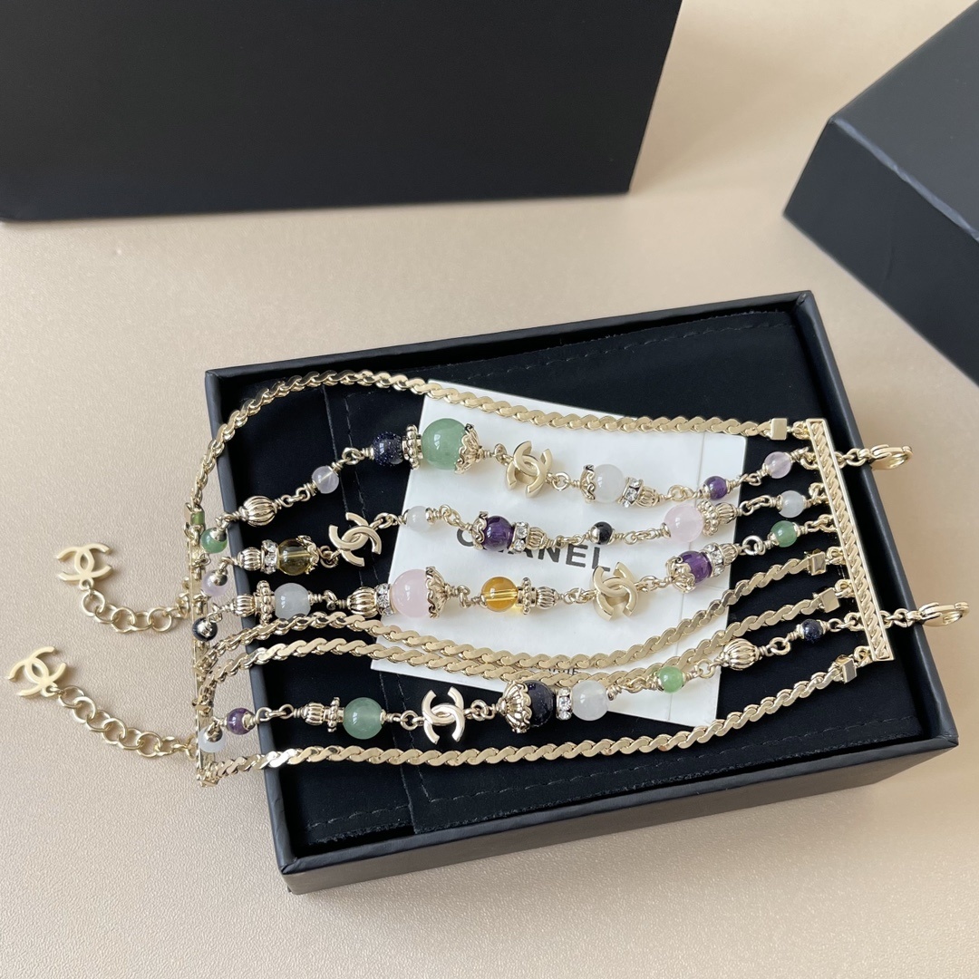 Chanel 2024/25 Métiers d'Art Multi-Strand Gemstone & Pearl Bracelet