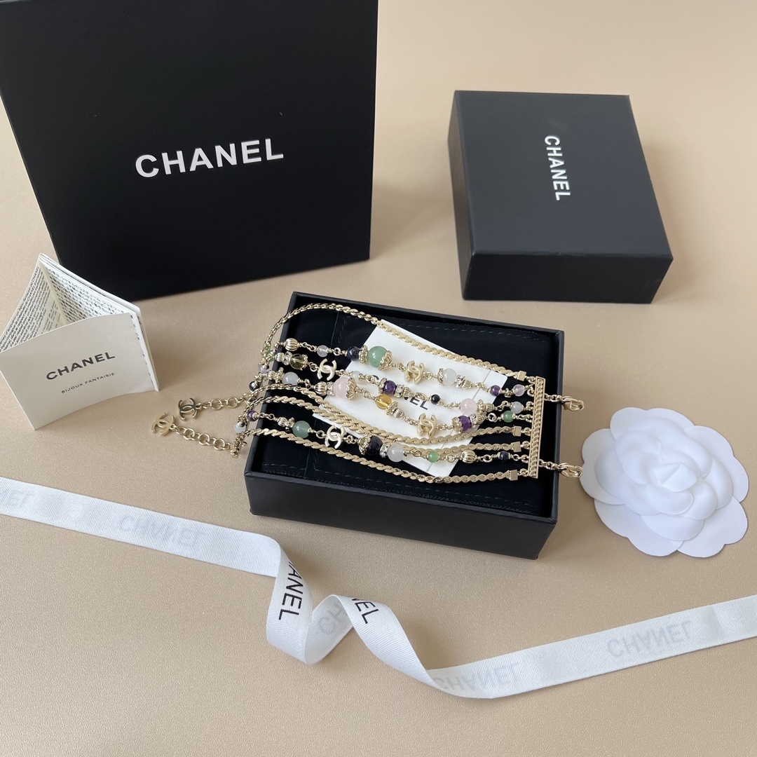 Chanel 2024/25 Métiers d'Art Multi-Strand Gemstone & Pearl Bracelet