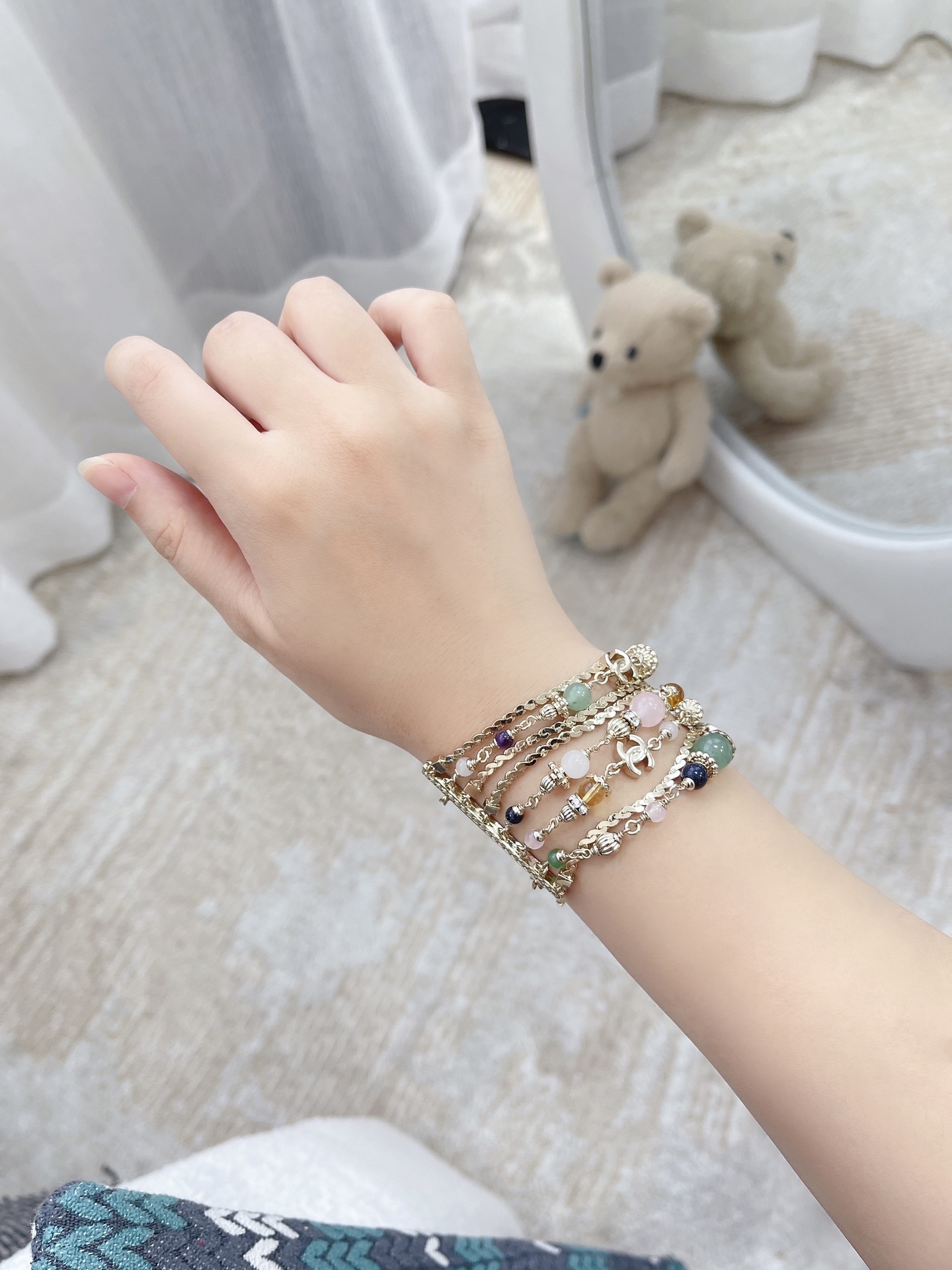 Chanel 2024/25 Métiers d'Art Multi-Strand Gemstone & Pearl Bracelet