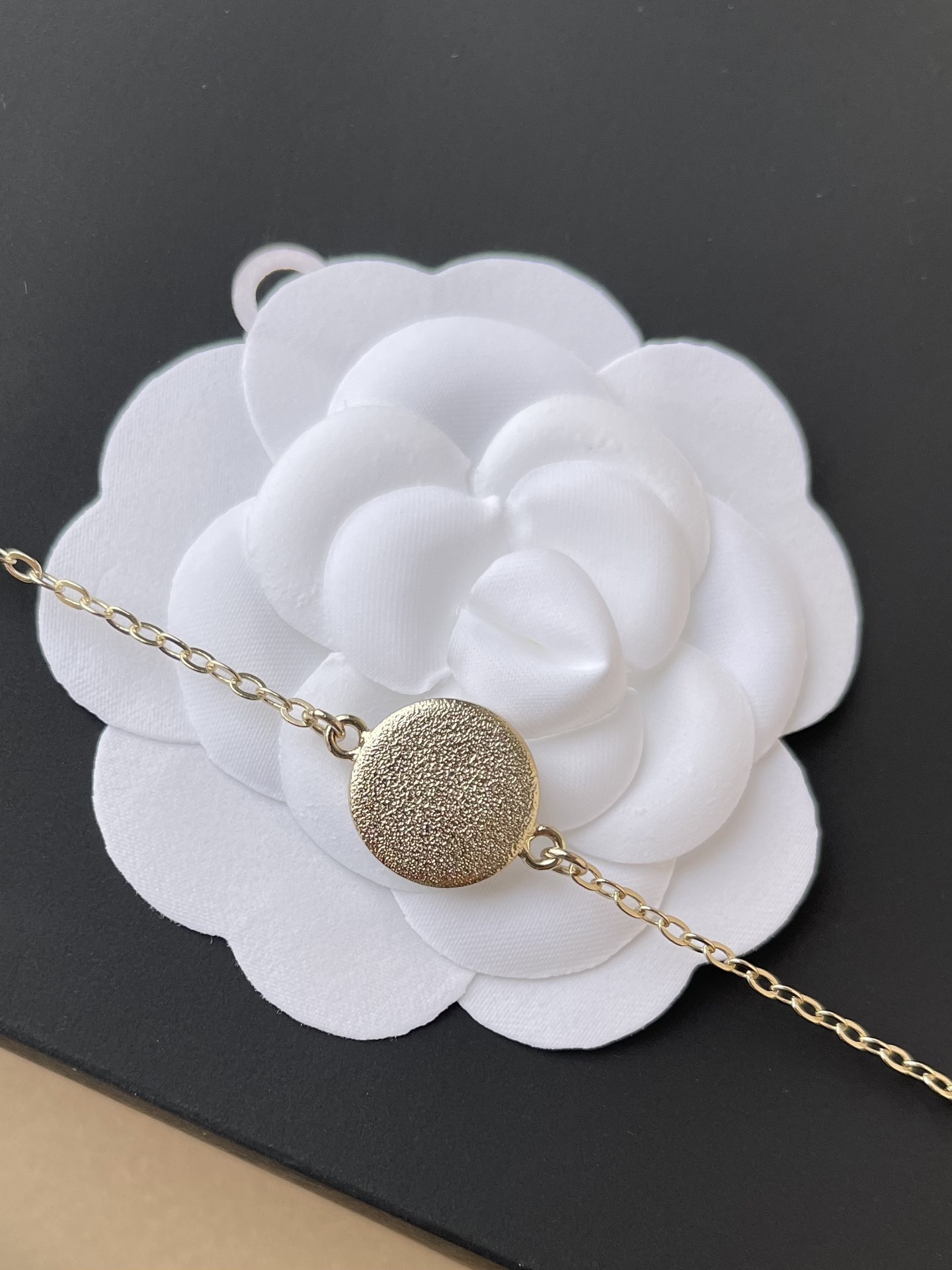 Luxury Crystal CC Charm Bracelet with Black Enamel Detail