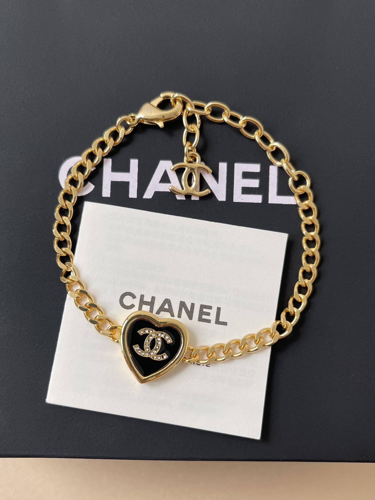 Luxury Gold Heart Bracelet with Crystal Logo Charm for Women