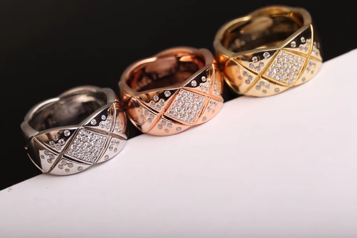 Chanel Coco Crush Diamond Quilted Ring in Gold, Silver & Rose Gold