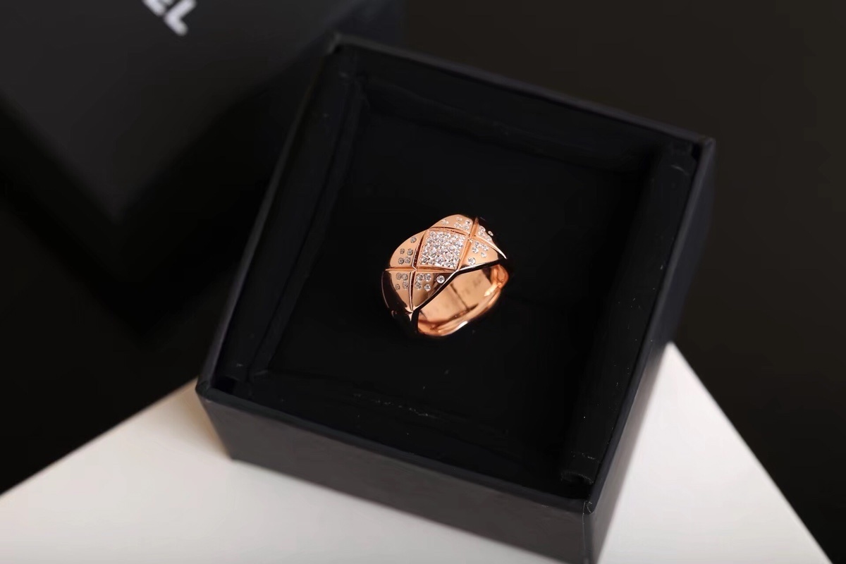 Chanel Coco Crush Diamond Quilted Ring in Gold, Silver & Rose Gold