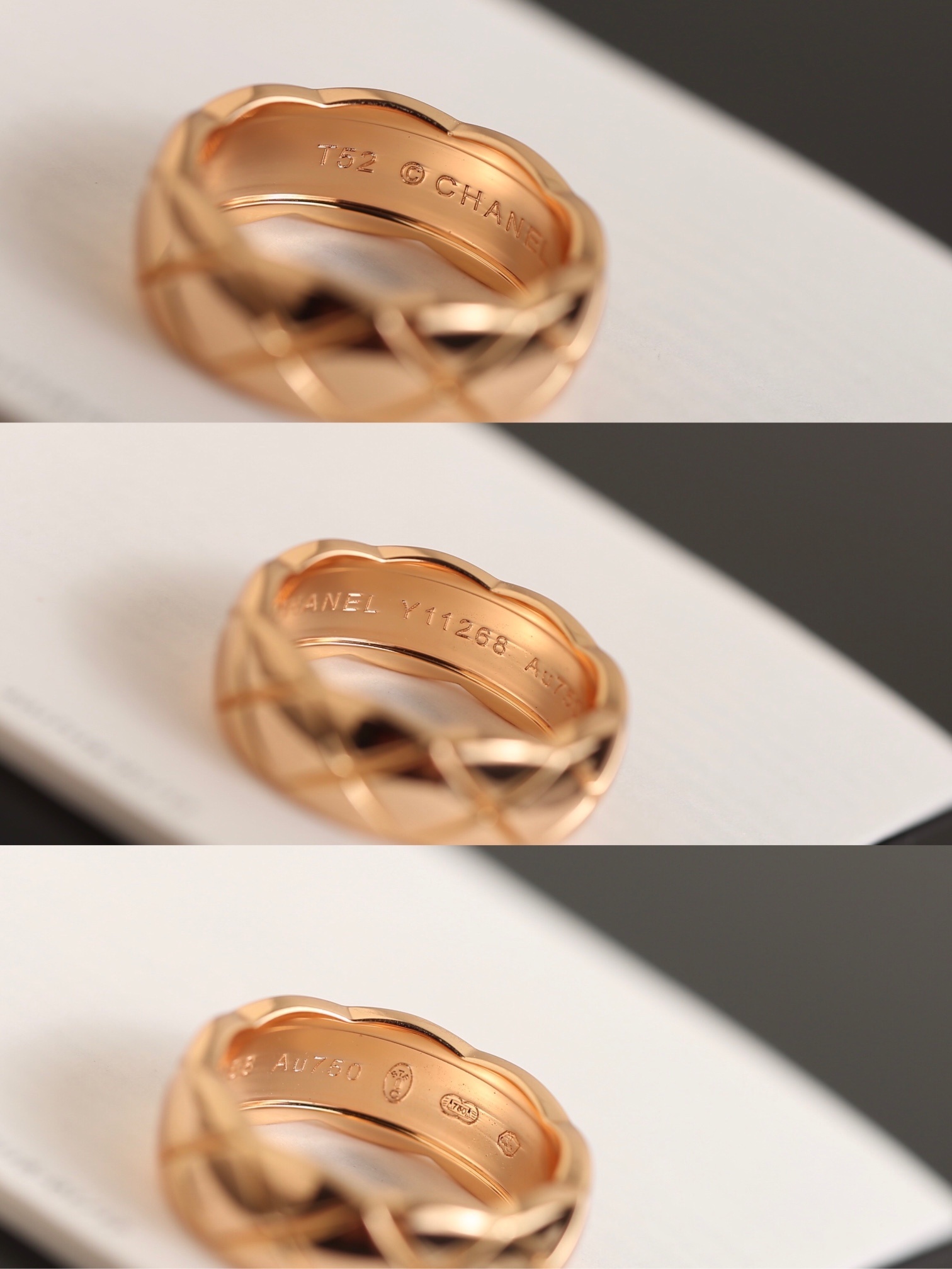 Chanel Coco Crush Quilted Ring - Luxury 18K Gold Plated Jewelry