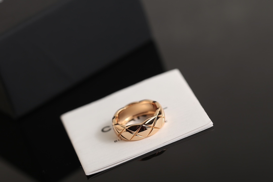 Chanel Coco Crush Quilted Ring - Luxury 18K Gold Plated Jewelry
