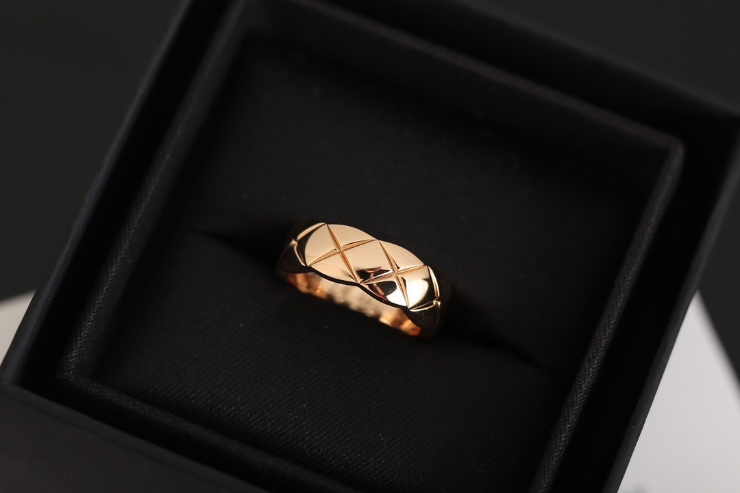 Chanel Coco Crush Quilted Ring - Luxury 18K Gold Plated Jewelry