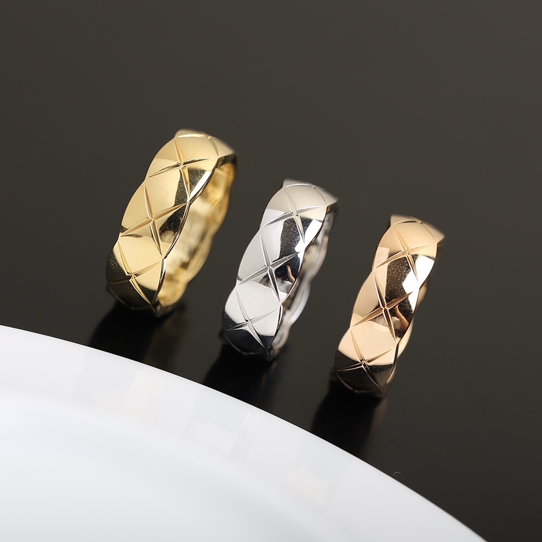 Chanel Coco Crush Quilted Ring - Luxury 18K Gold Plated Jewelry