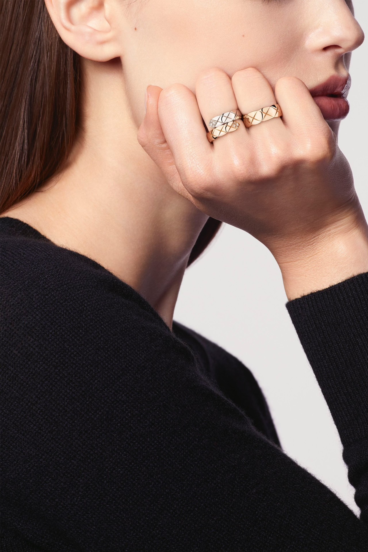 Chanel Coco Crush Toi et Moi Ring Quilted Motif with Diamonds