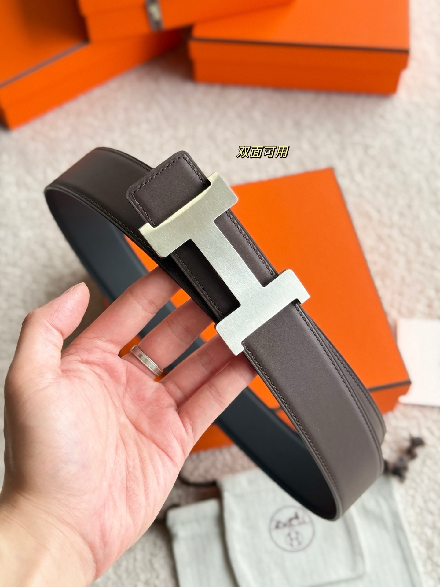 Hermès Constance Reversible Leather Belt 38mm - Brushed Buckle