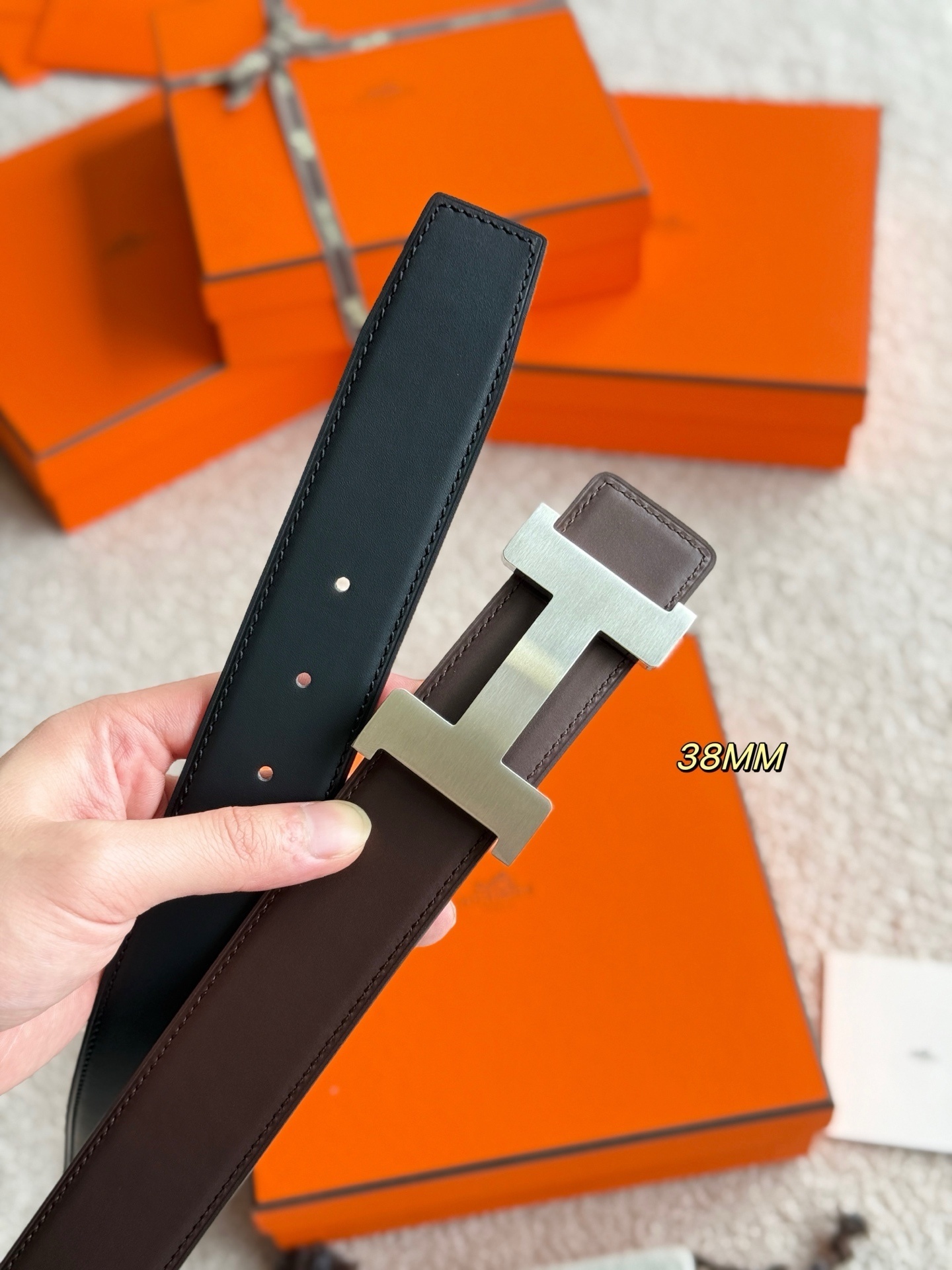 Hermès Constance Reversible Leather Belt 38mm - Brushed Buckle