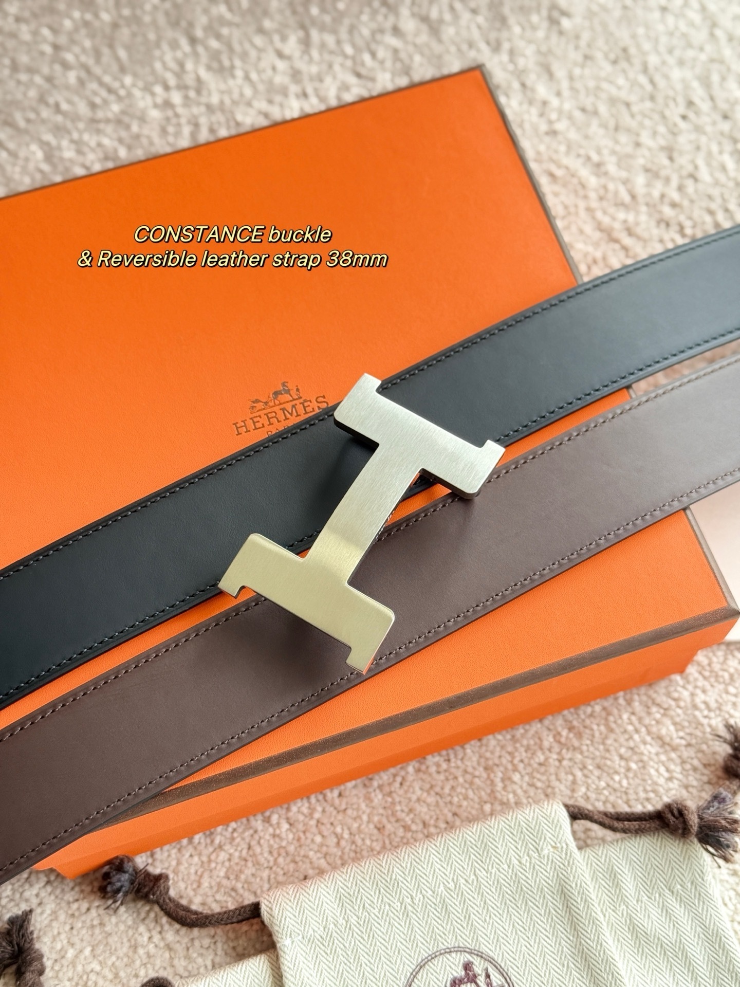 Hermès Constance Reversible Leather Belt 38mm - Brushed Buckle