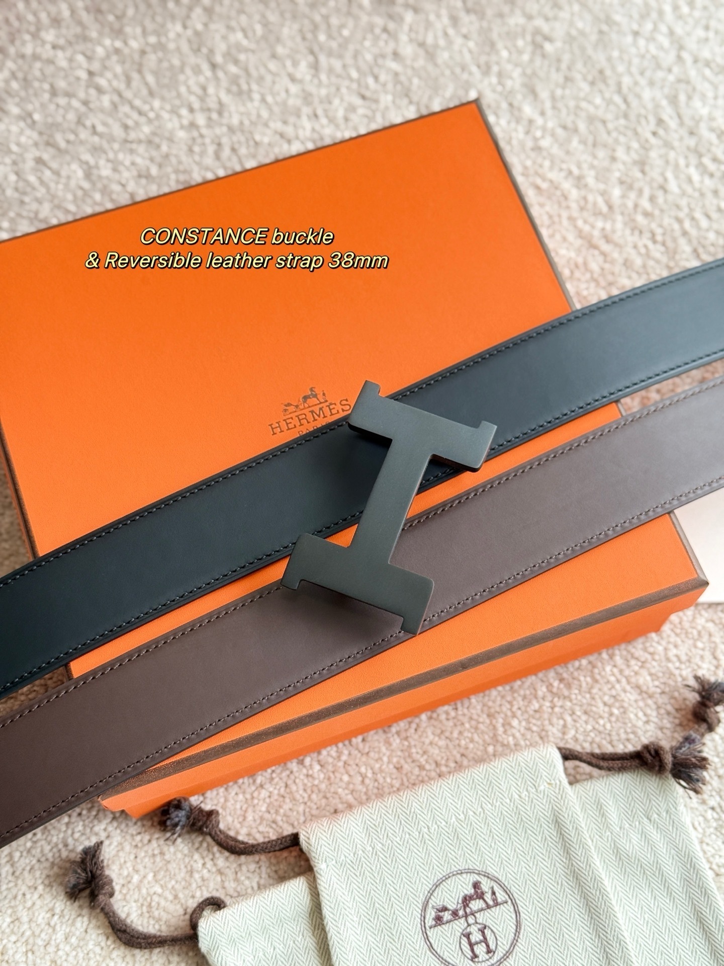 Luxury Constance Buckle Reversible Leather Belt - 38mm