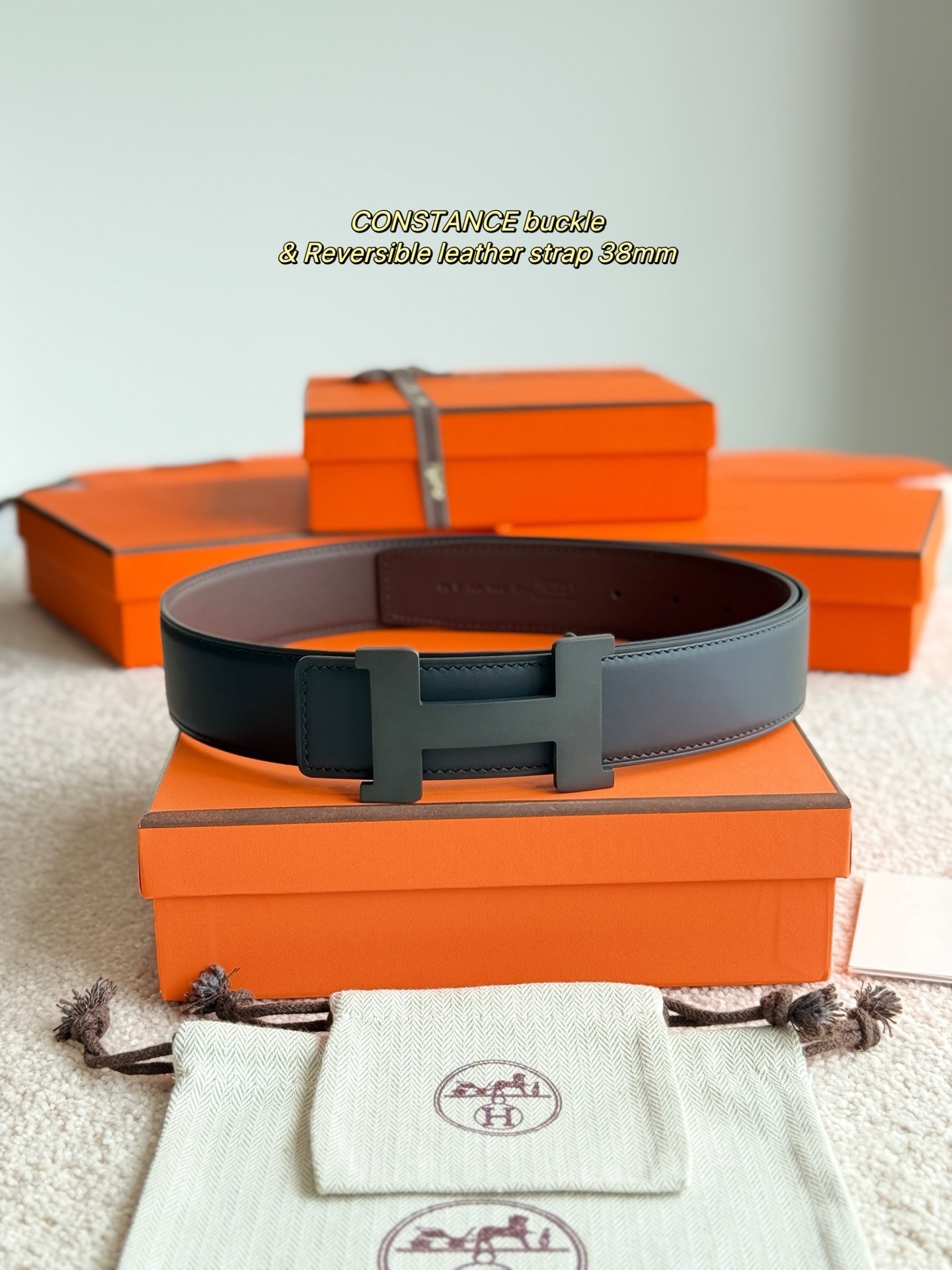 Luxury Constance Buckle Reversible Leather Belt – 38mm