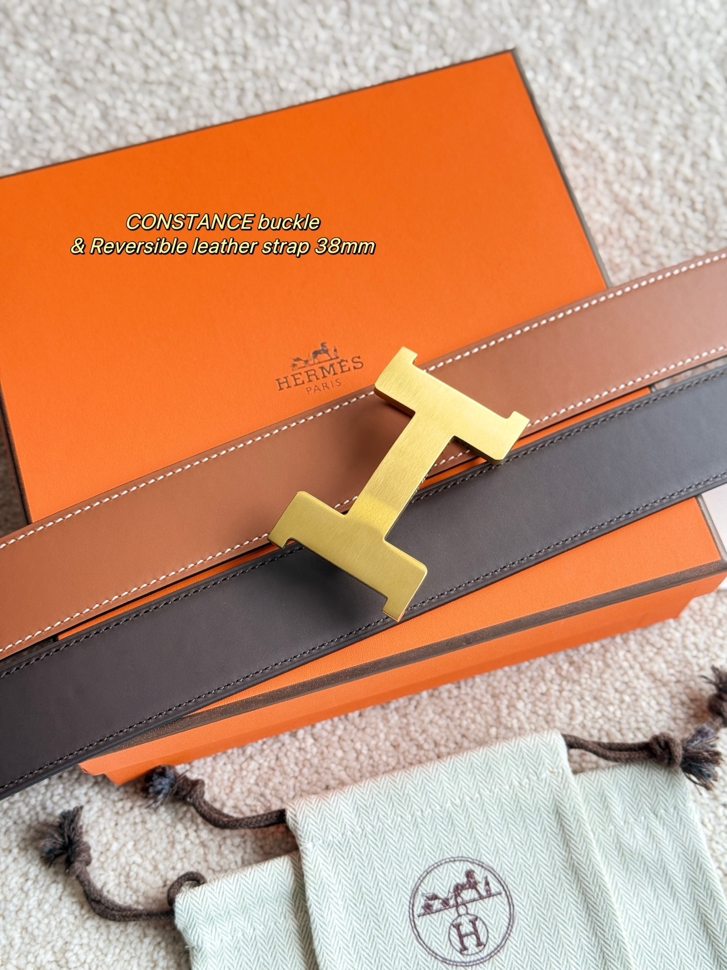 Hermes Constance Buckle & Reversible Leather Strap 38mm - Gold H