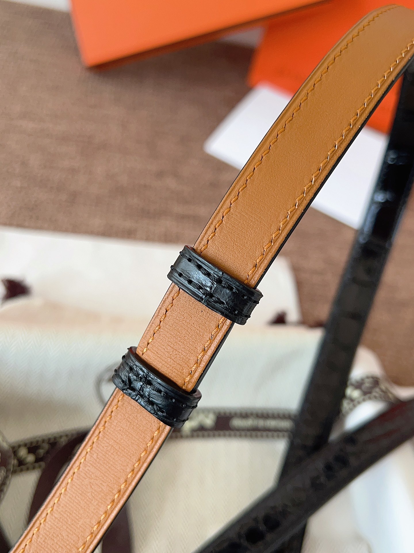 Hermes Kelly Belt - Black Crocodile Leather with Silver Buckle