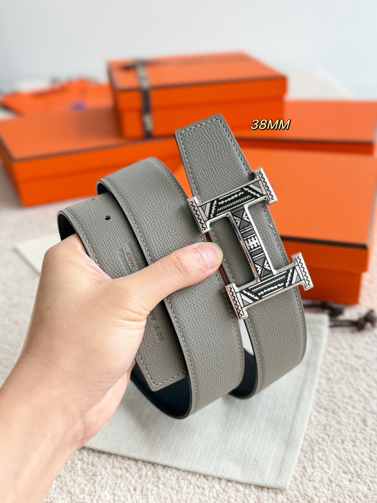 Hermes H Touareg Belt Buckle & Reversible Leather Strap 38mm