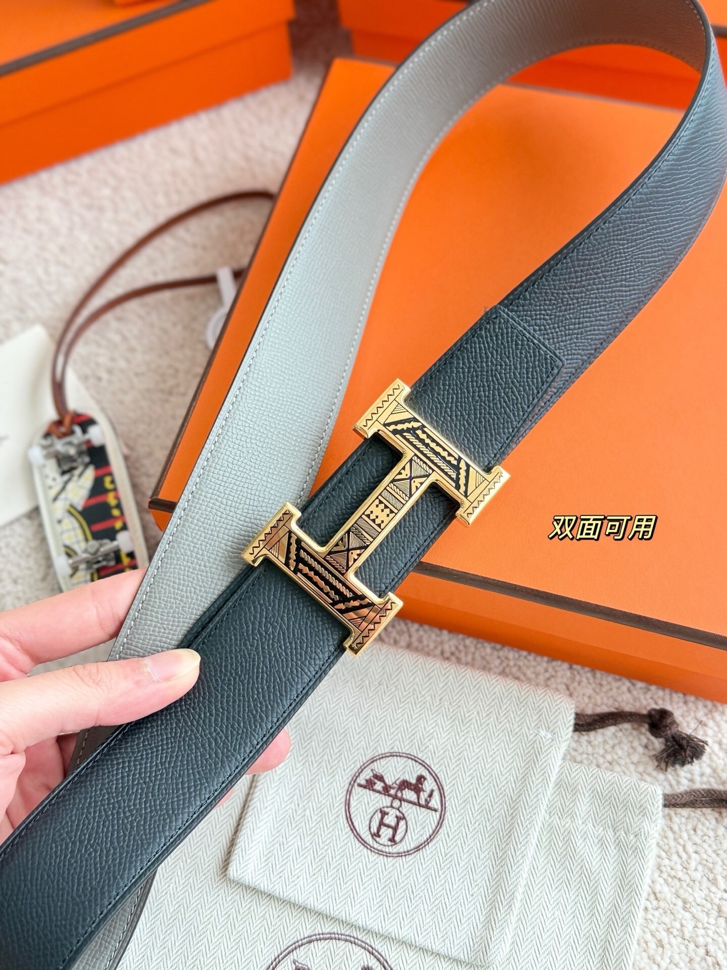 Hermès H Touareg Belt Buckle & Reversible Leather Strap 38mm