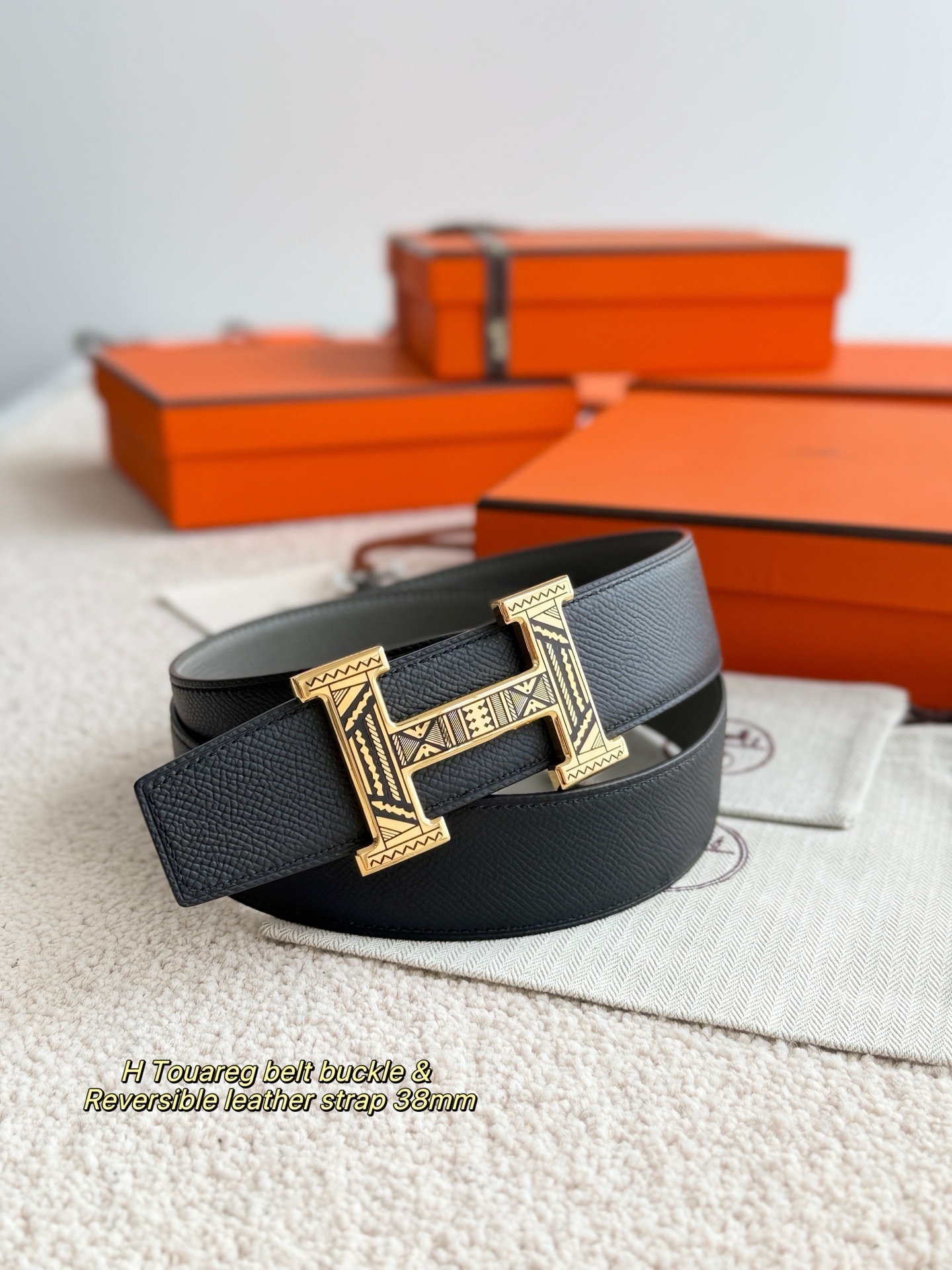 Hermès H Touareg Belt Buckle & Reversible Leather Strap 38mm
