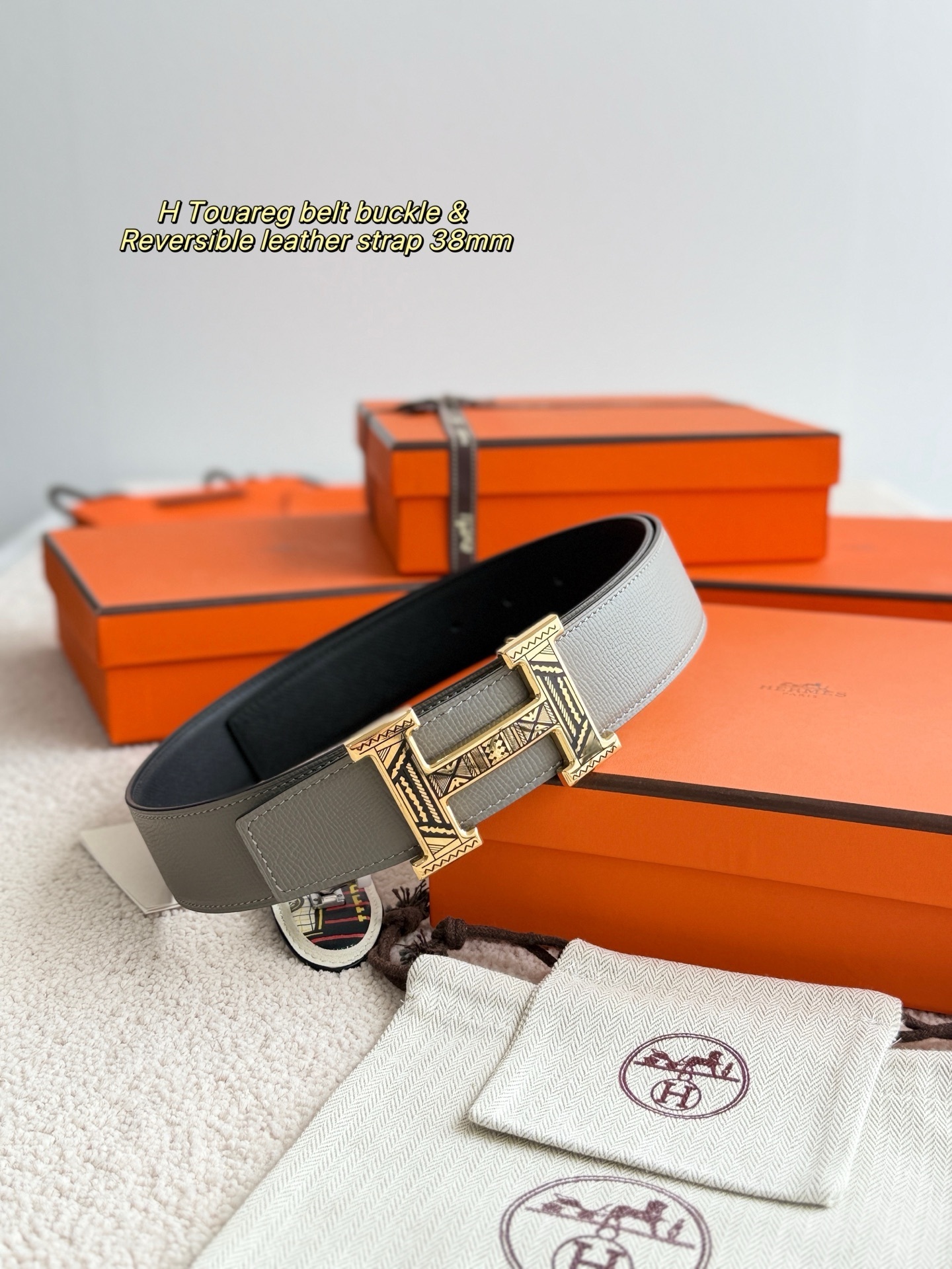 Hermès H Touareg Belt Buckle & Reversible Leather Strap 38mm