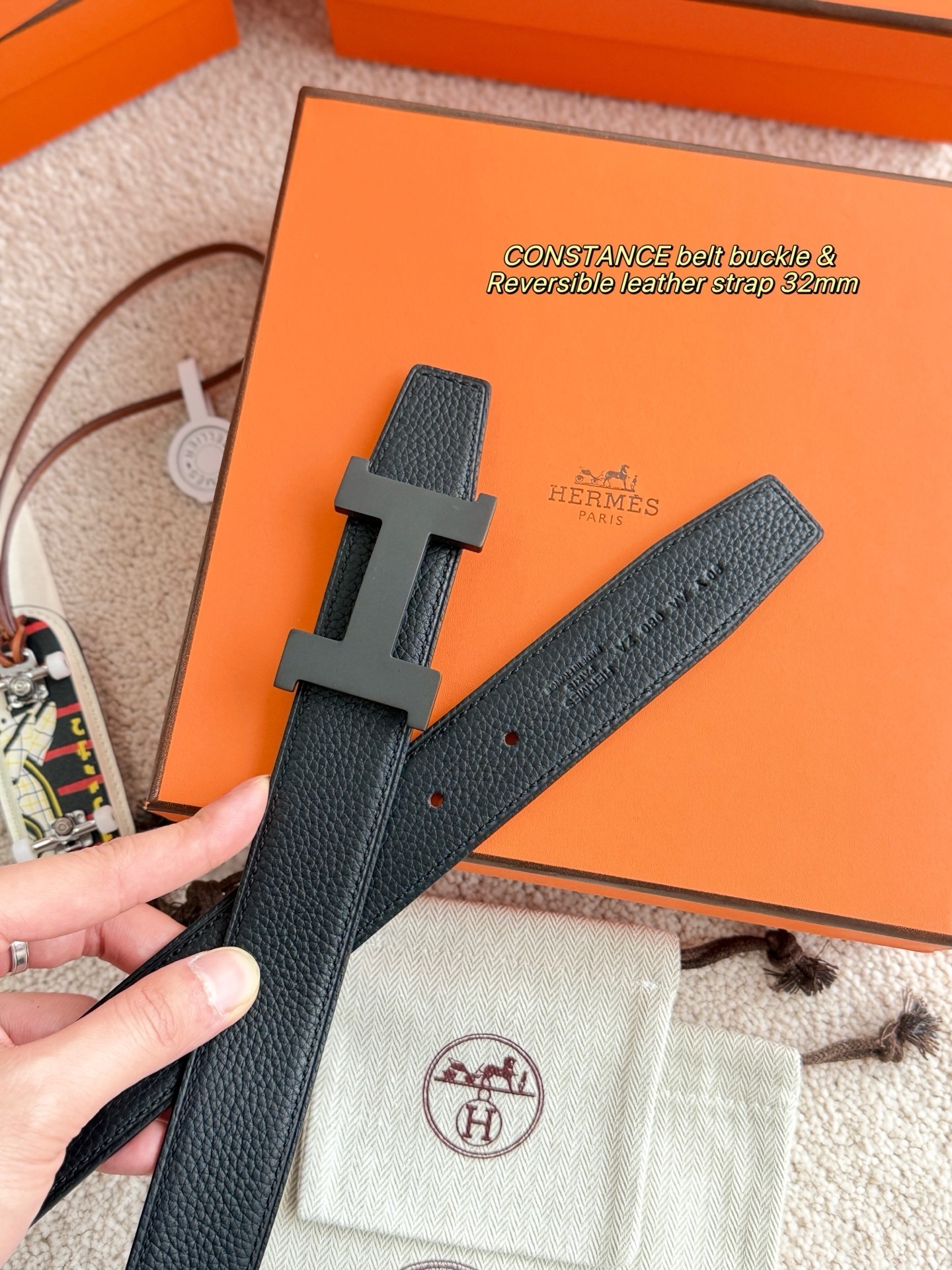 Hermès Constance Reversible Leather Belt 32mm - Matte Black Buckle