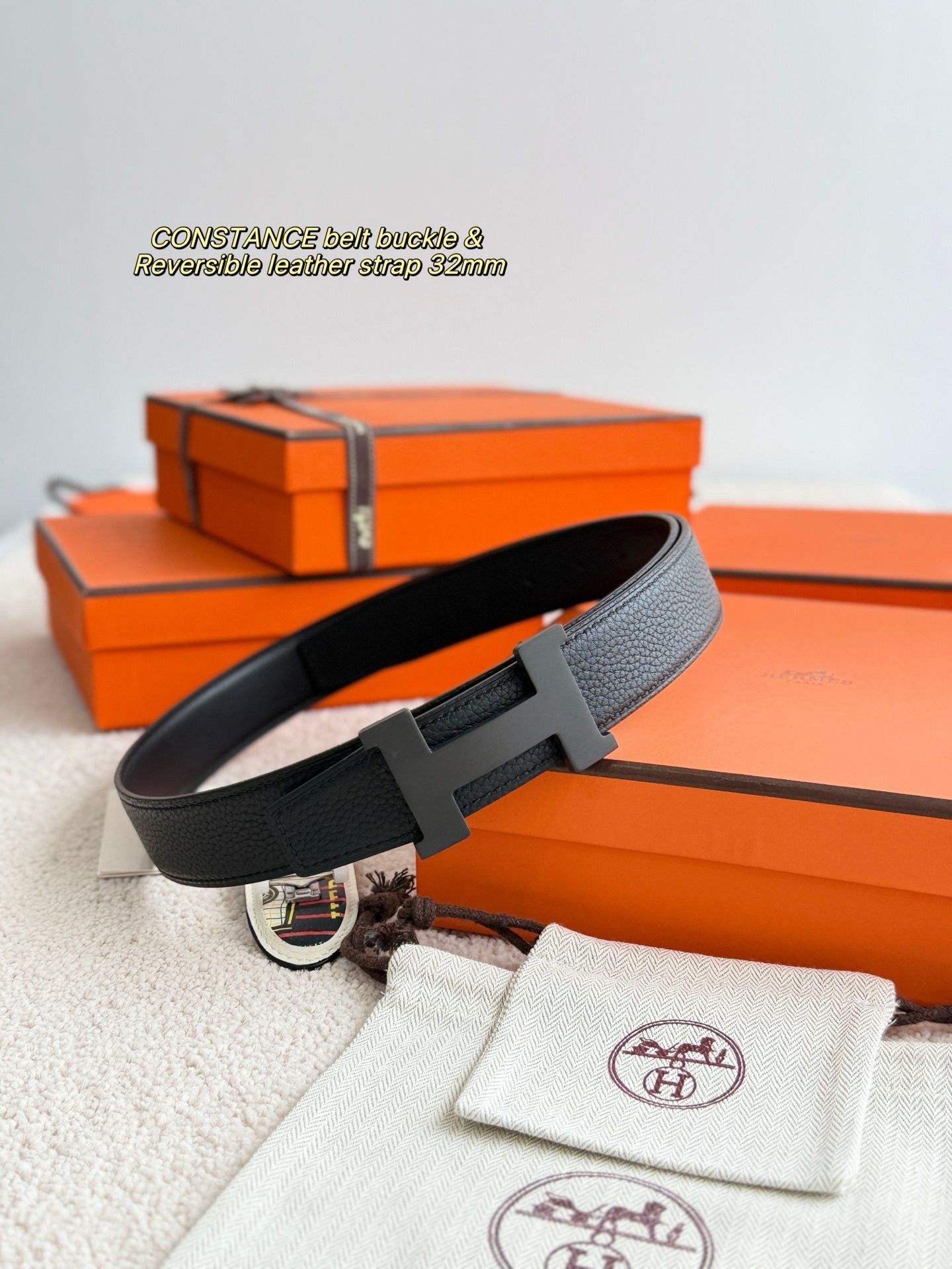 Hermès Constance Reversible Leather Belt 32mm – Matte Black Buckle