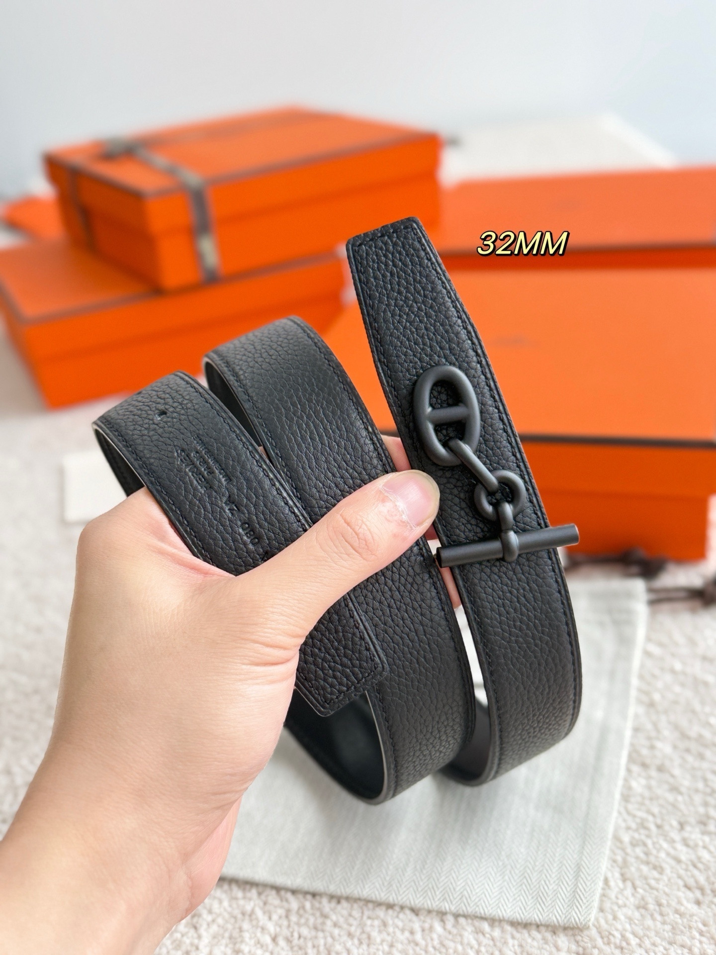 Hermes Yachting Belt Buckle with 32mm Reversible Leather Strap