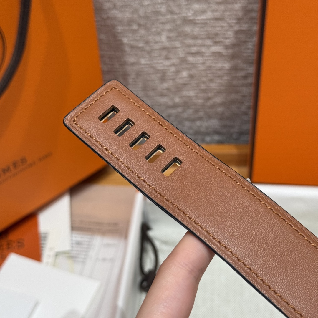 Hermes Collier de Chien Belt Black Exotic Leather Gold Hardware