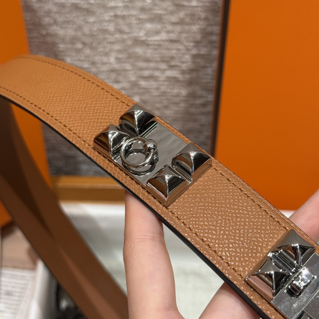 Hermes Collier de Chien Belt Epsom Leather Gold Silver Hardware