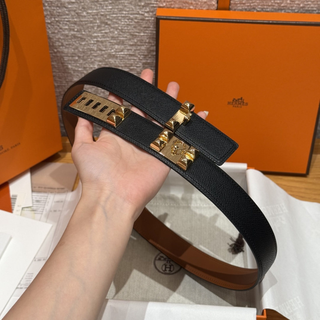 Hermès Kelly Belt in Black Epsom Leather with Gold-Plated Hardware