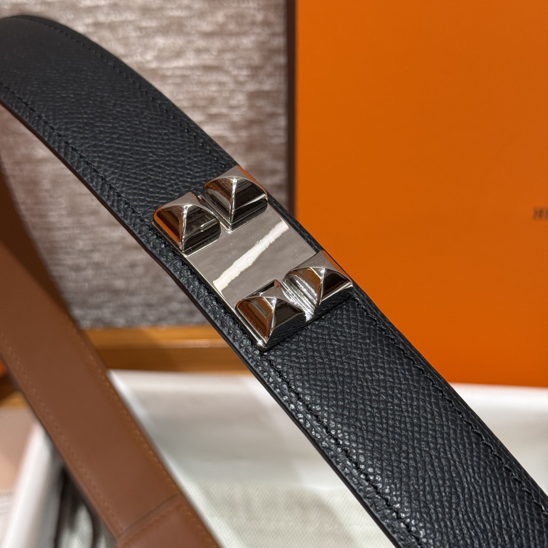 Hermès Collier de Chien Belt Noir Epsom Leather Silver Hardware