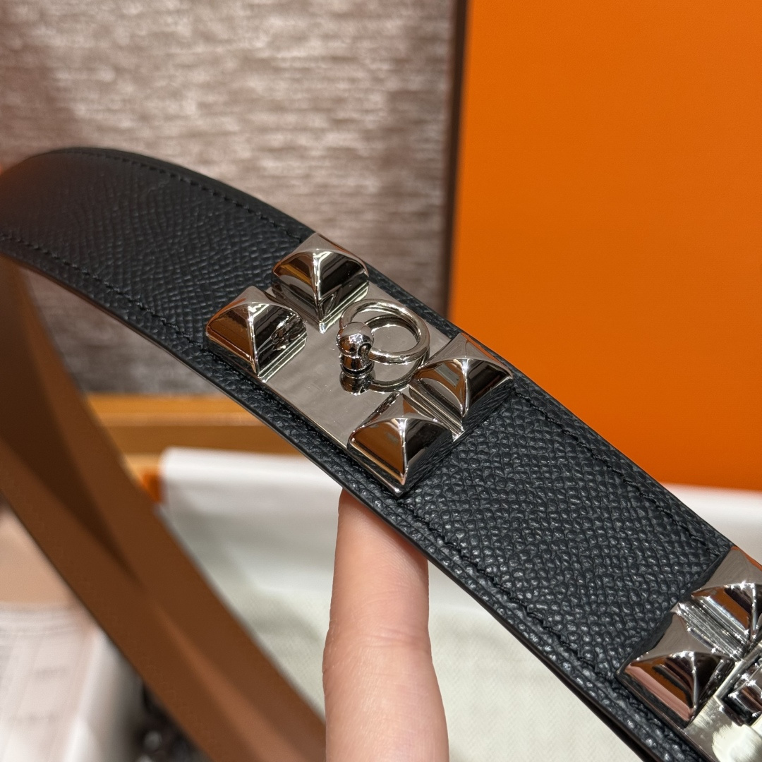 Hermès Collier de Chien Belt Noir Epsom Leather Silver Hardware