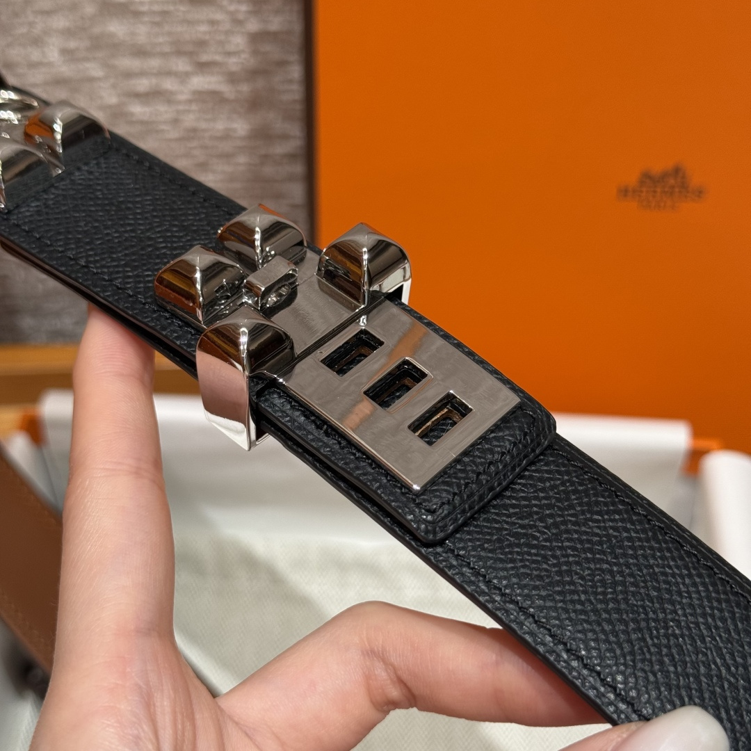 Hermès Collier de Chien Belt Noir Epsom Leather Silver Hardware
