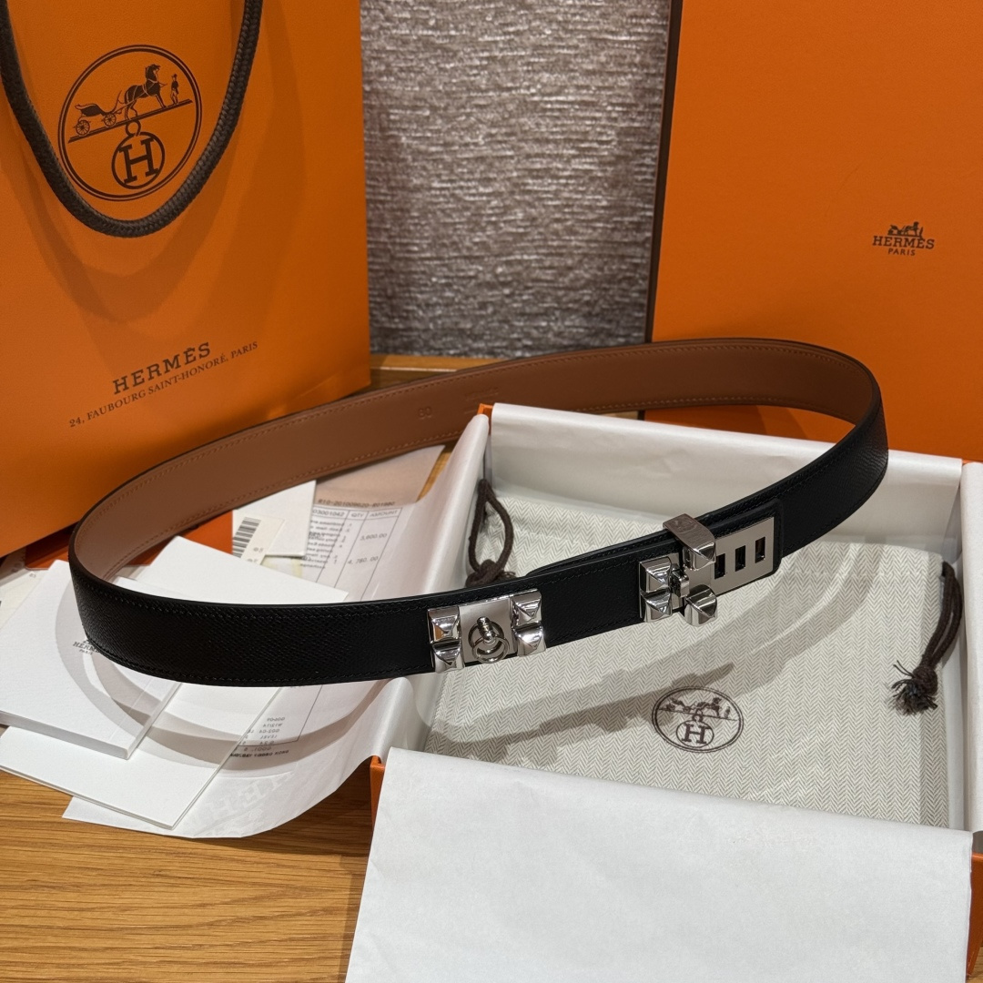 Hermès Collier de Chien Belt Noir Epsom Leather Silver Hardware