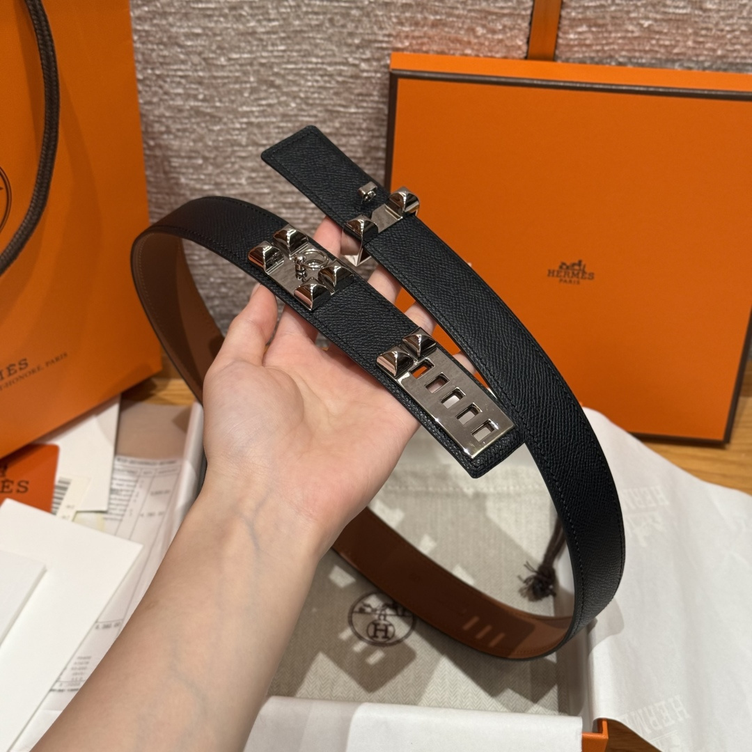 Hermès Collier de Chien Belt Noir Epsom Leather Silver Hardware