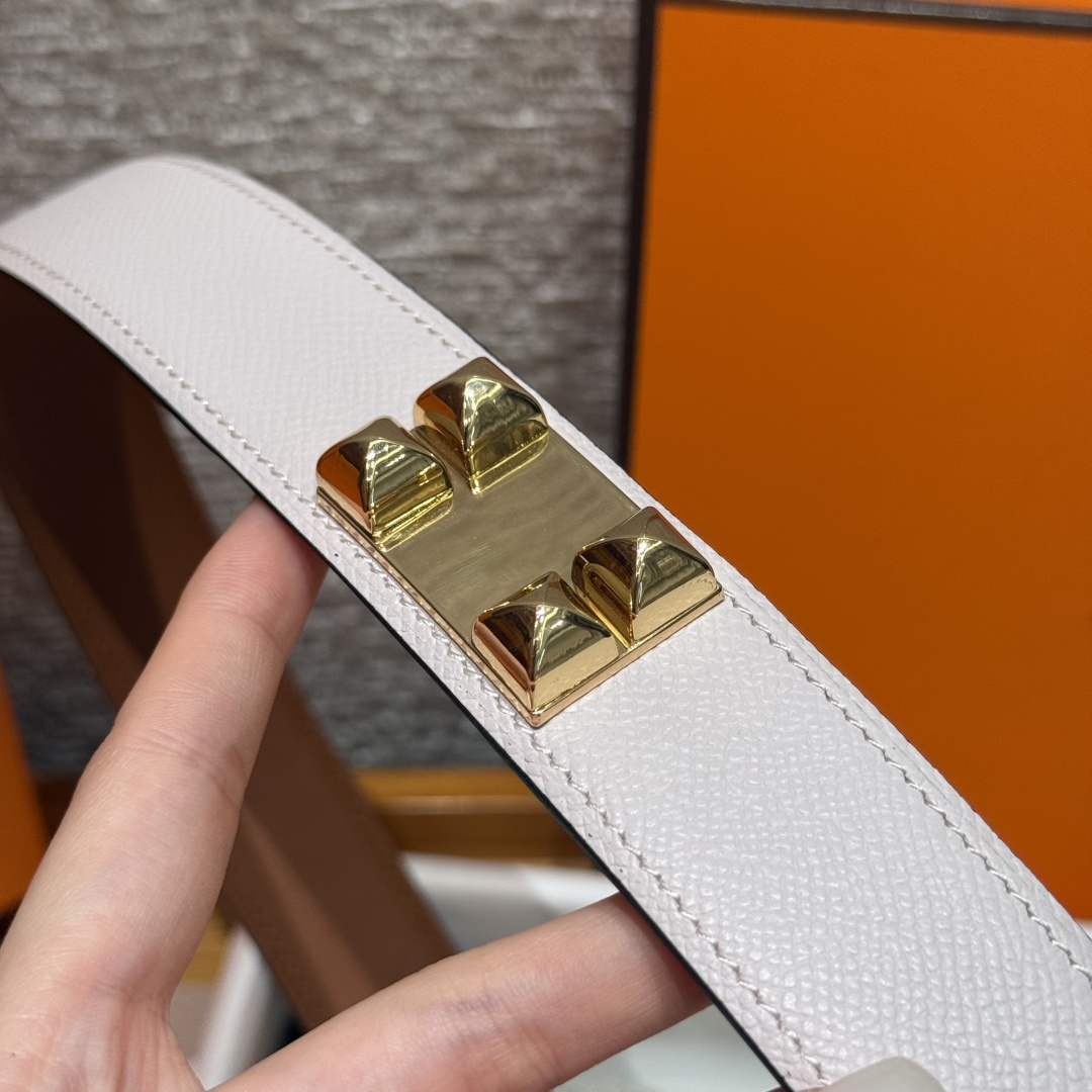 Hermes Collier de Chien Belt - Rose Sakura Pink with Gold Hardware