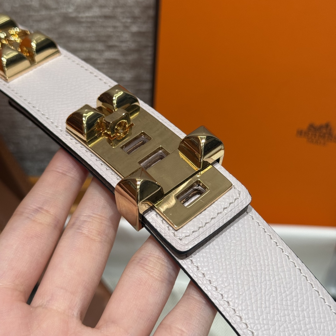 Hermes Collier de Chien Belt - Rose Sakura Pink with Gold Hardware