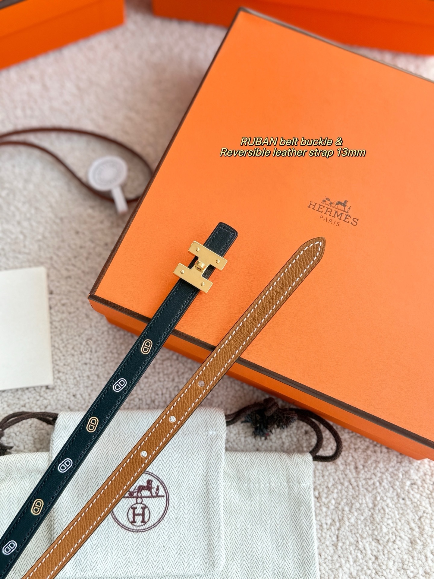 Hermès Ruban Belt Buckle & 13mm Reversible Leather Strap