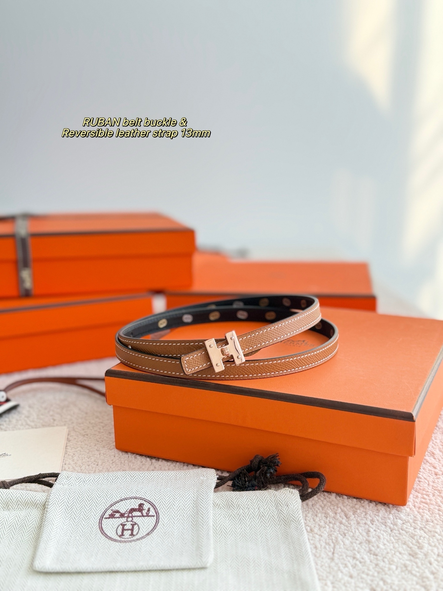 Hermes Ruban Belt Buckle & 13mm Reversible Leather Strap