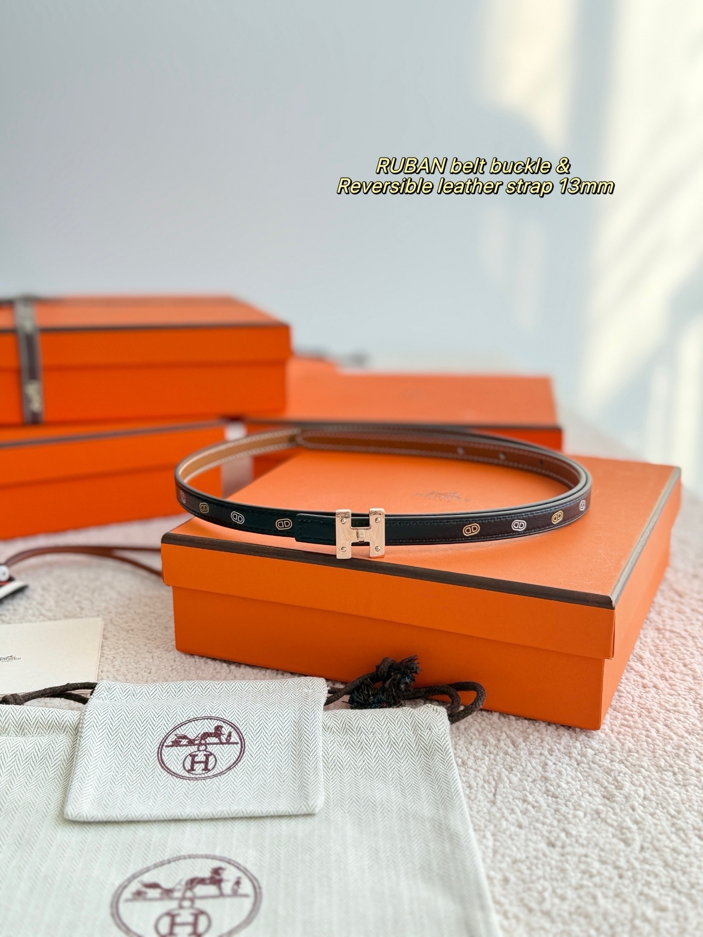 Hermes Ruban Belt Buckle & 13mm Reversible Leather Strap