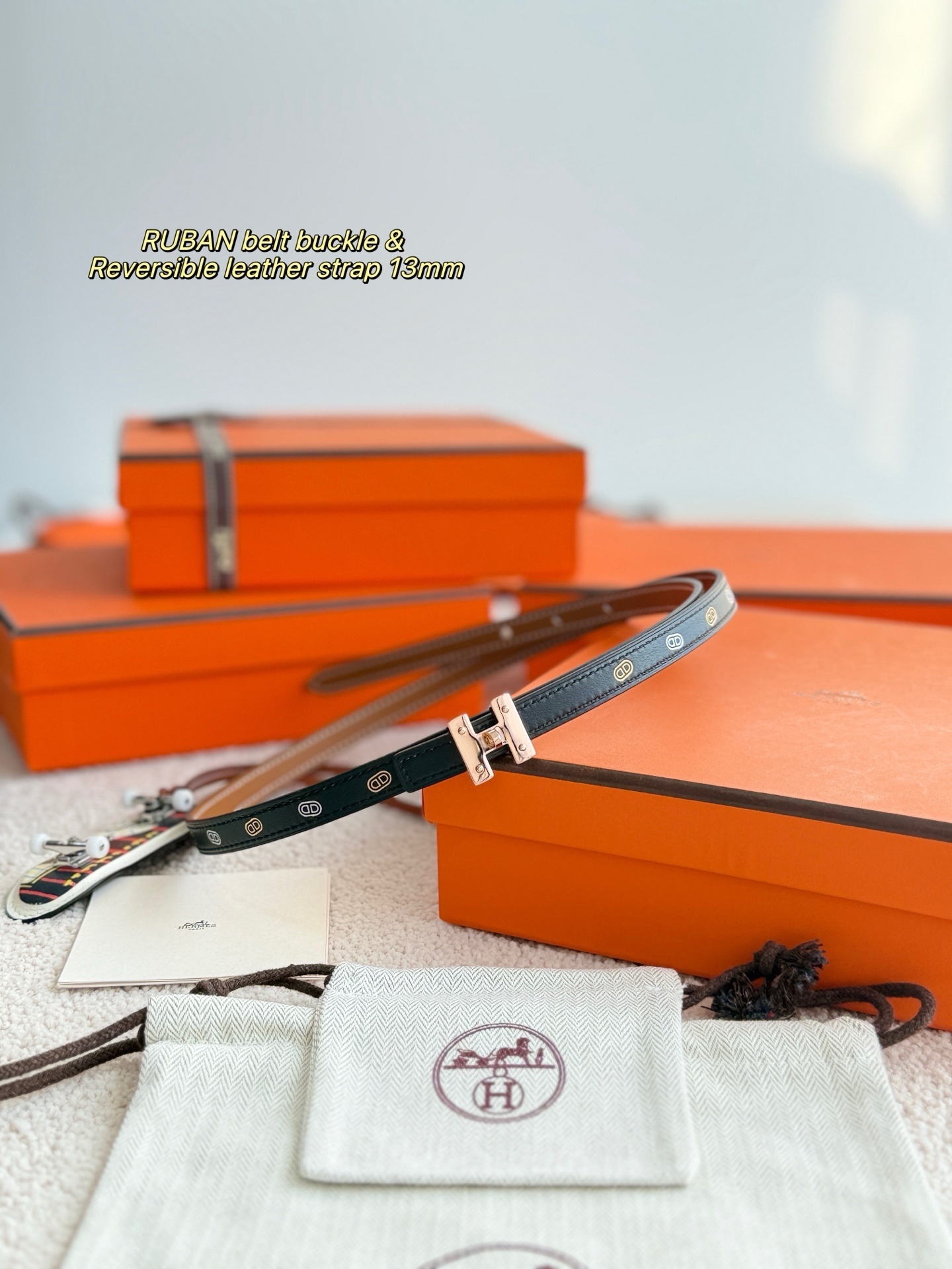 Hermes Ruban Belt Buckle & 13mm Reversible Leather Strap