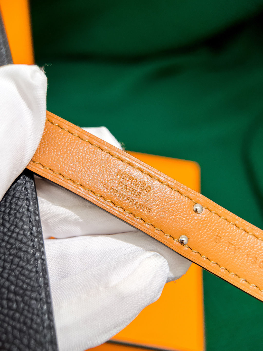 Hermes Kelly Belt - Black Leather with Silver Palladium Buckle