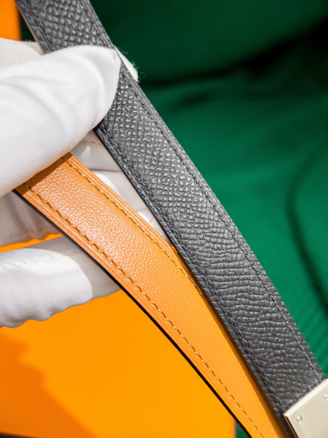 Hermes Kelly Belt - Black Leather with Silver Palladium Buckle