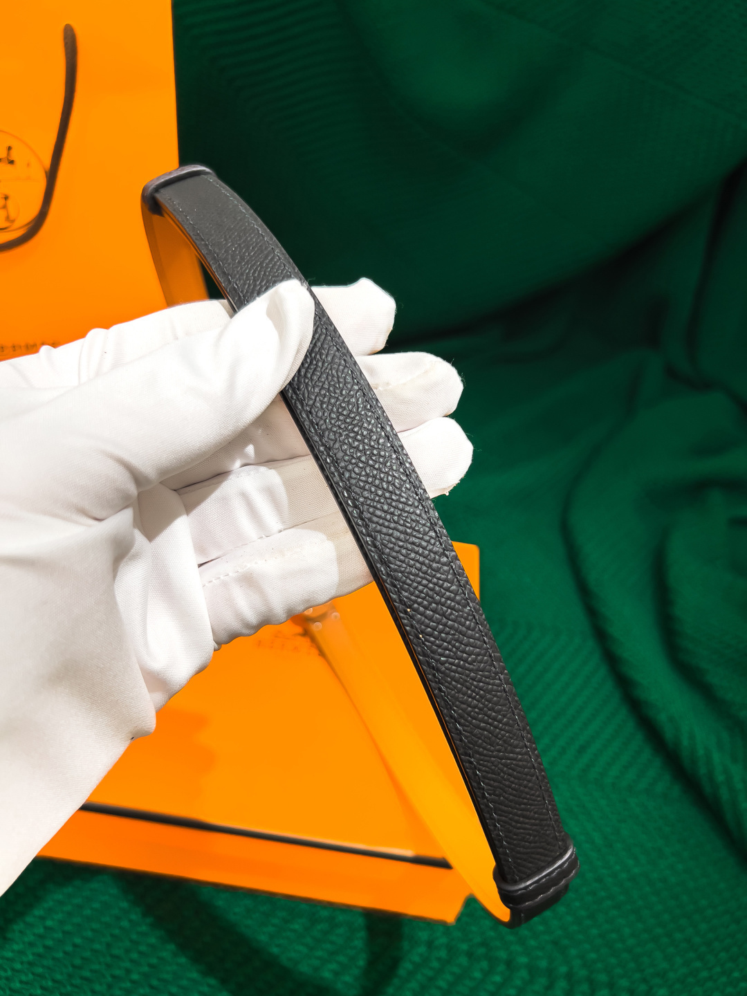 Hermes Kelly Belt - Black Leather with Silver Palladium Buckle