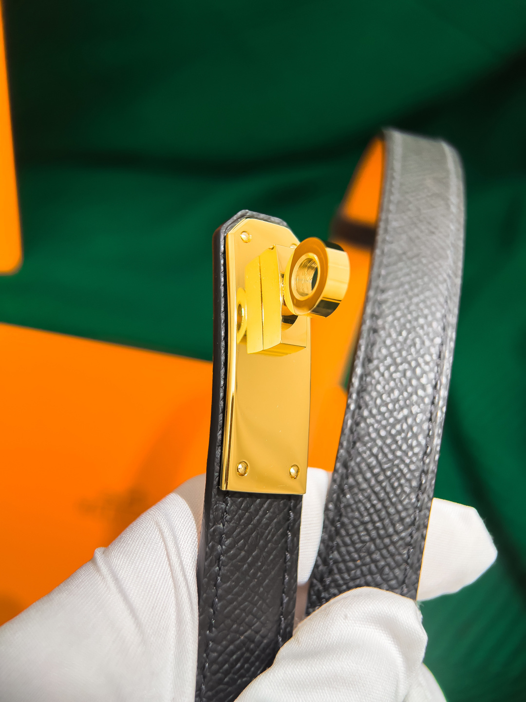 Hermès Kelly Belt in Epsom Leather with Gold-Plated Buckle