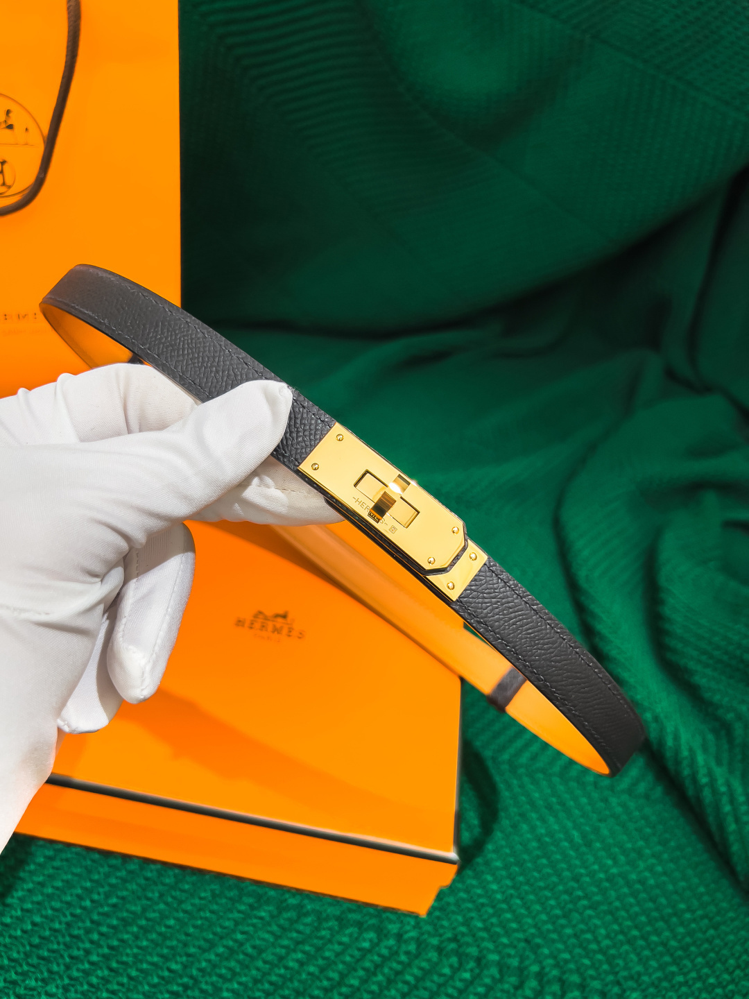 Hermès Kelly Belt in Epsom Leather with Gold-Plated Buckle