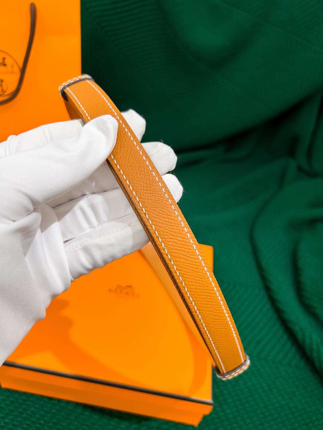 Hermès Kelly Belt in Orange Epsom Leather with Palladium Hardware