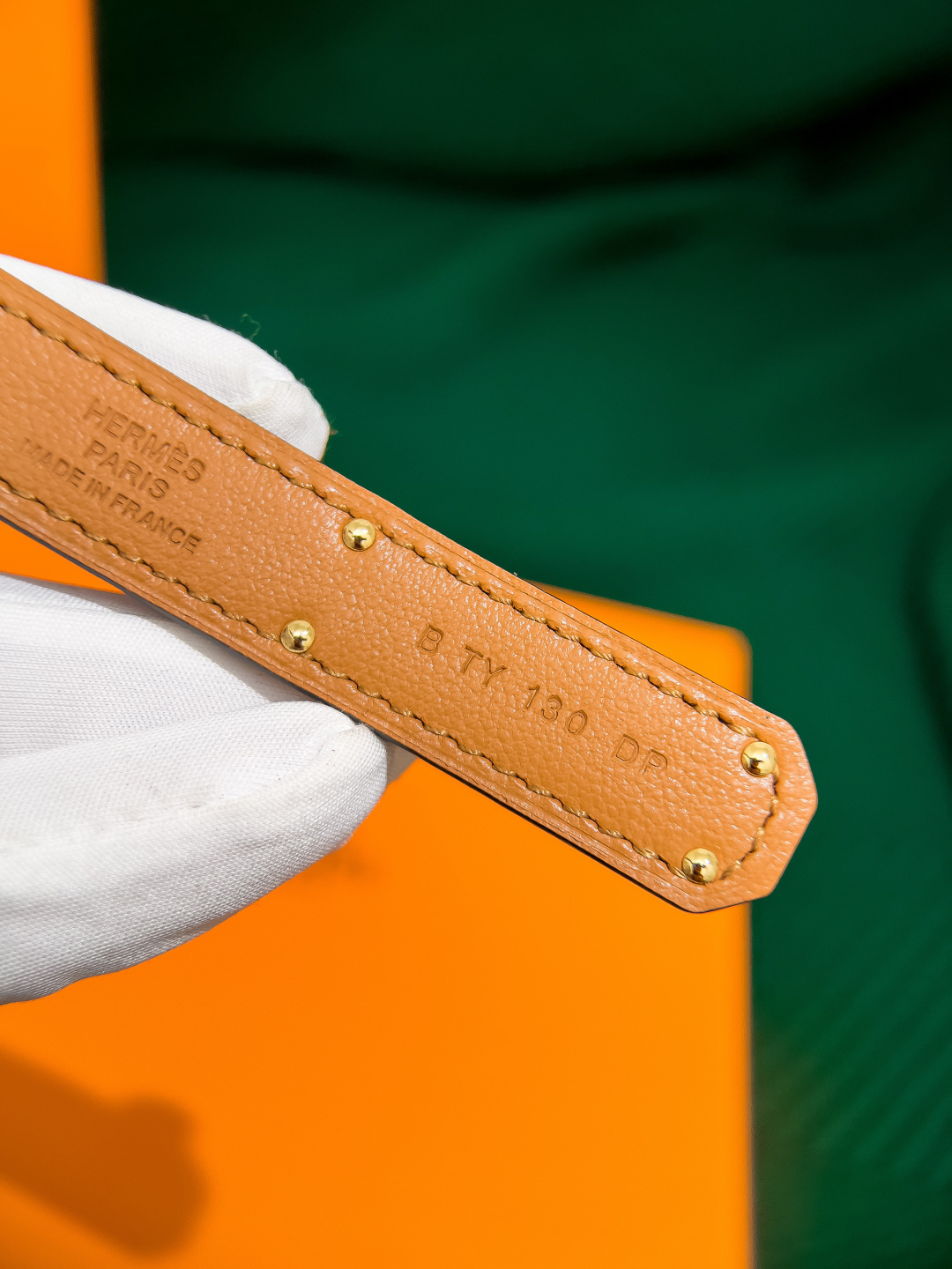 Hermès Kelly Belt Blue Epsom Leather with Gold Hardware